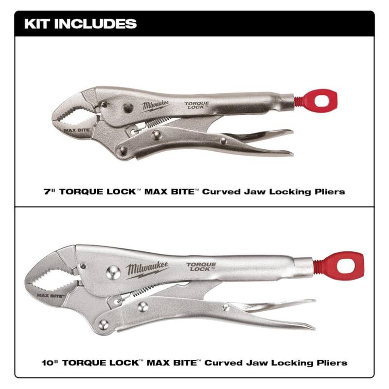 Set de pinzas de bloqueo de torsión Curve Torque Lock de 7 pulgadas y 10 pulgadas de Milwaukee (juego de 2 piezas) - 48-22-3702