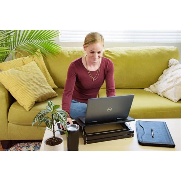 Homeroots Black Compact Folding Laptop Desk or Stand with Mousepad - 397718
