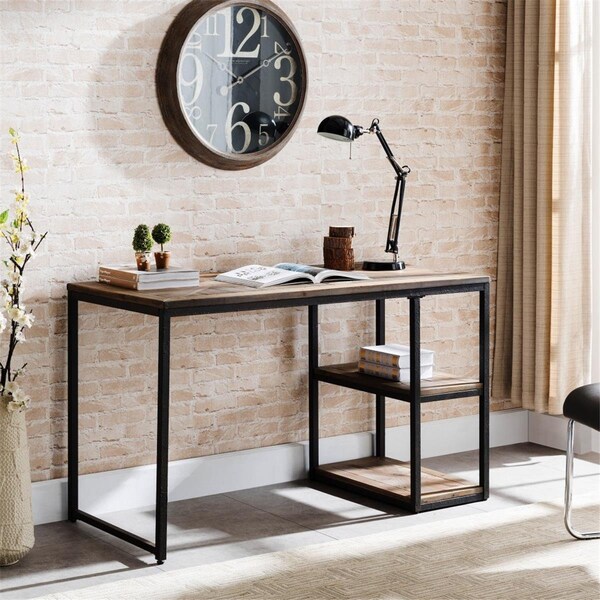 Homeroots Black Reclaimed Wood Writing Desk - 402036