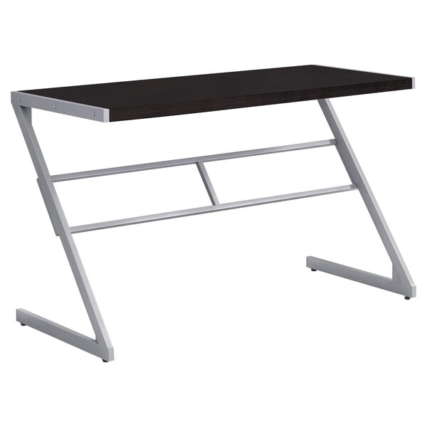 Daphnes Dinnette 48 in. Cappuccino & Silver Metal Computer Desk - DA2451378