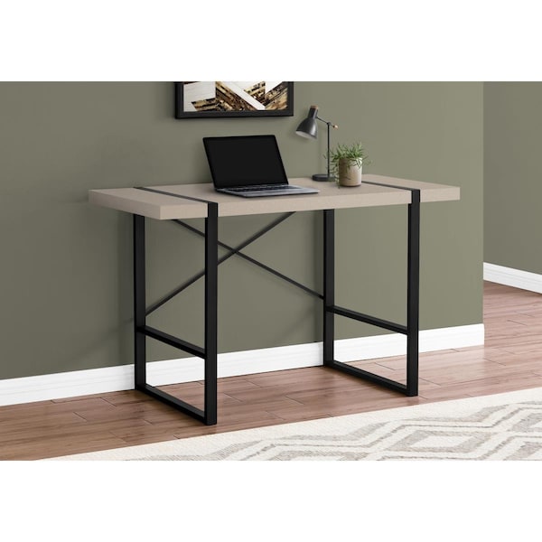 Daphnes Dinnette 48 in. Metal Computer Desk Modern Taupe - Black - DA3067090