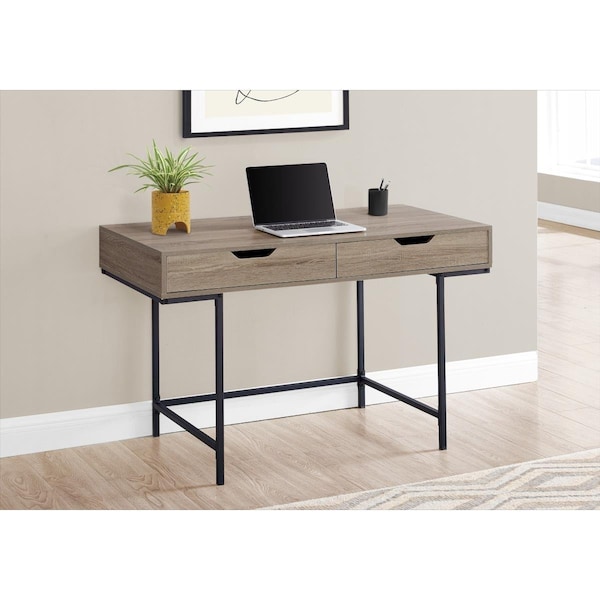 Clean Choice 48 in. Computer Desk Dark Taupe & Black Metal - CL3076410