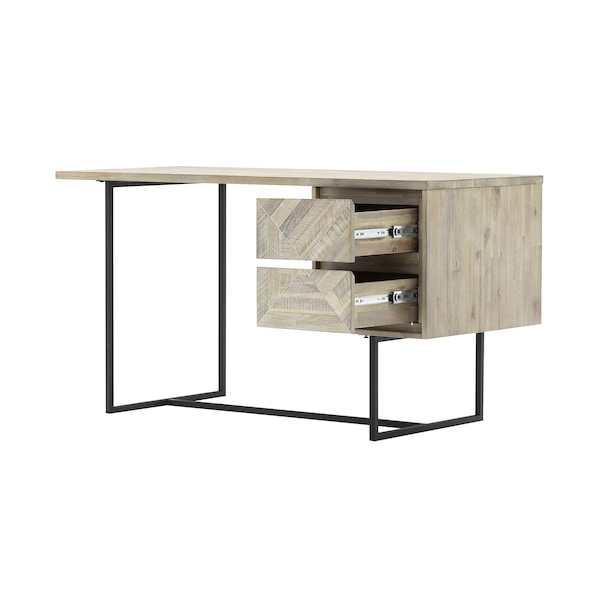 Armen Living Peridot 2 Drawer Desk in Natural Acacia Wood - LCPEDENAT