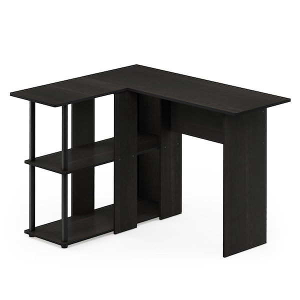 Furinno 17092EX-BK Abbott L-Shape Desk with Bookshelf, Espresso & Black - 17092EX/BK