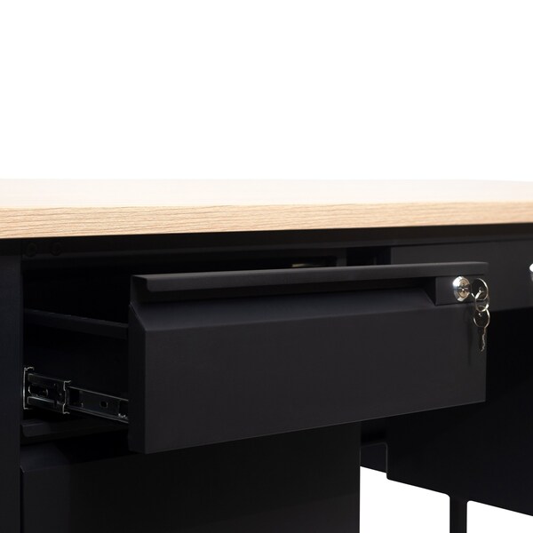 Flash Furniture 30 in D X White Oak, 70 in W X - GC-M-BLK-180-WHTOAK-GG