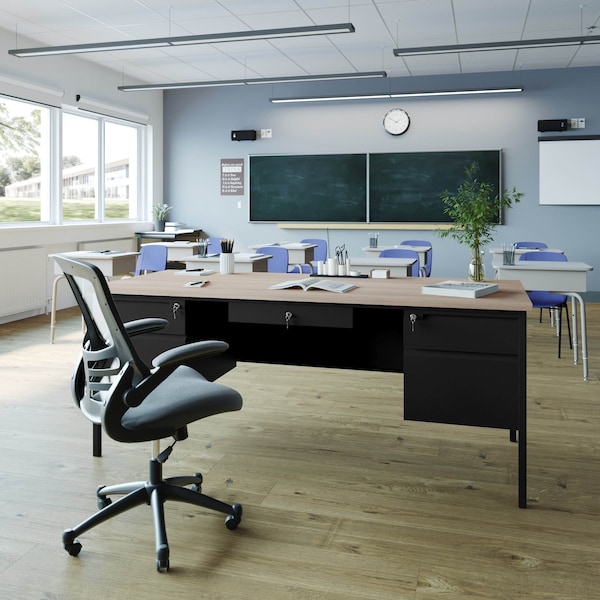 Flash Furniture 30 in D X White Oak, 70 in W X - GC-M-BLK-180-WHTOAK-GG