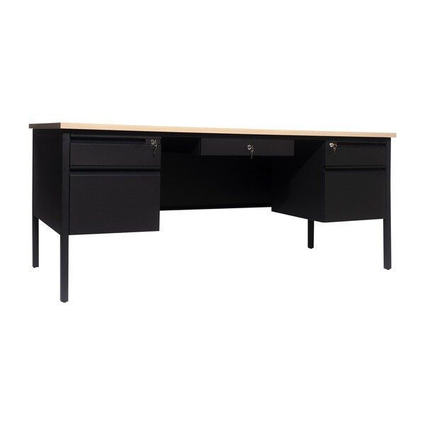 Flash Furniture 30 in D X White Oak, 70 in W X - GC-M-BLK-180-WHTOAK-GG