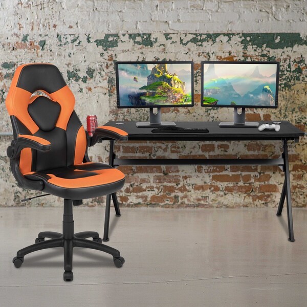 Flash Furniture Black Gaming Desk and Chair Set with Cup Holder - BLN-X10D1904L-OR-GG