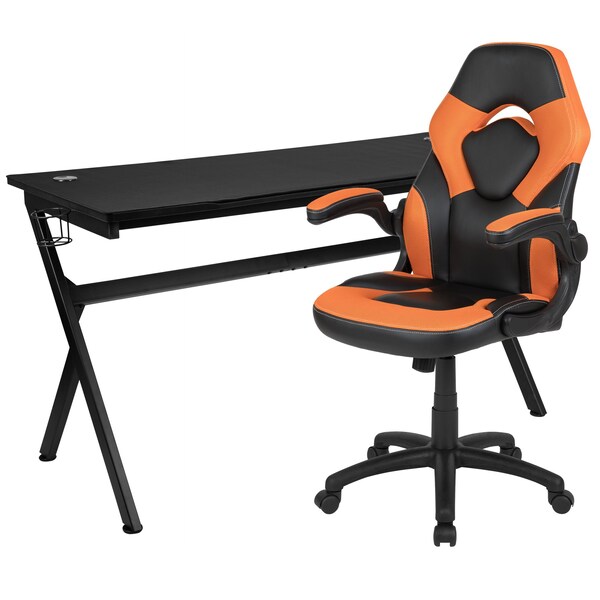 Flash Furniture Black Gaming Desk and Chair Set with Cup Holder - BLN-X10D1904L-OR-GG