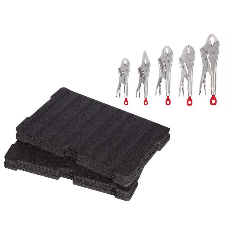 Juego de pinzas de bloqueo Milwaukee Torque Lock con caja de herramientas PACKOUT y inserto de espuma personalizable (6 piezas) - 48-22-3695-48-22-8451