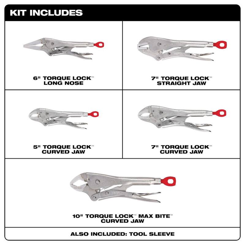 Juego de pinzas de bloqueo Milwaukee Torque Lock con caja de herramientas PACKOUT y inserto de espuma personalizable (6 piezas) - 48-22-3695-48-22-8451