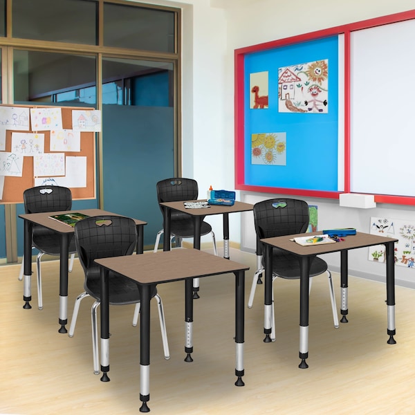 Regency Adjustable Height Classroom School Desk, 26 in W X Wood, Metal, Noble Oak - RSD18526NO