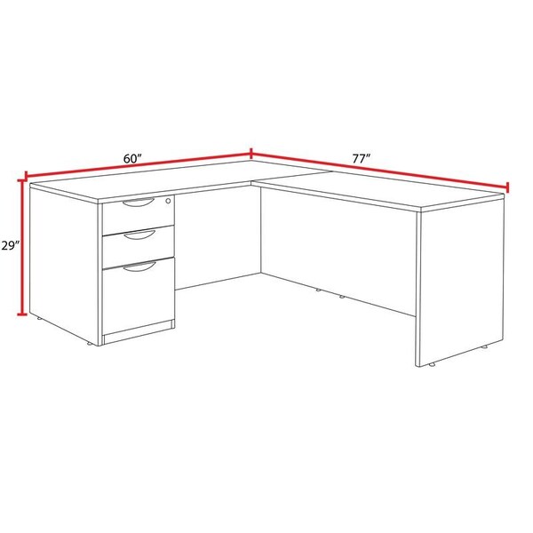 Regency Legacy 60 x 77'' L Desk with Single Full Pedestal Drawer Unit, Neo Walnut - LLDSPF603047NW