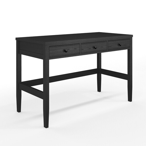 Martha Stewart Rhett Home Office 3 Drawer Desk w/Tapered Legs in Black w/Oil Rubbed Bronze Hardware - NAN-PS-23504-BK-BK-MS