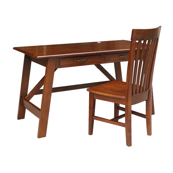 International Concepts Serendipity Desk with 2 Drawers and Chair, Espresso - K581-OF-69-C465