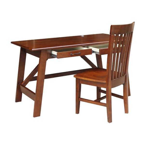 International Concepts Serendipity Desk with 2 Drawers and Chair, Espresso - K581-OF-69-C465