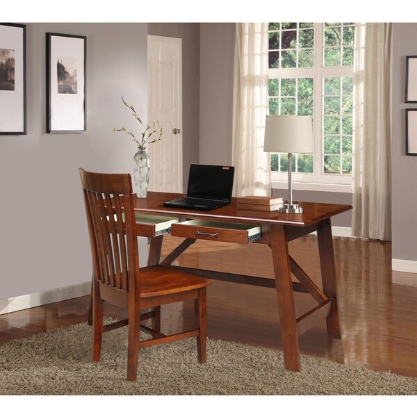 International Concepts Serendipity Desk with 2 Drawers and Chair, Espresso - K581-OF-69-C465