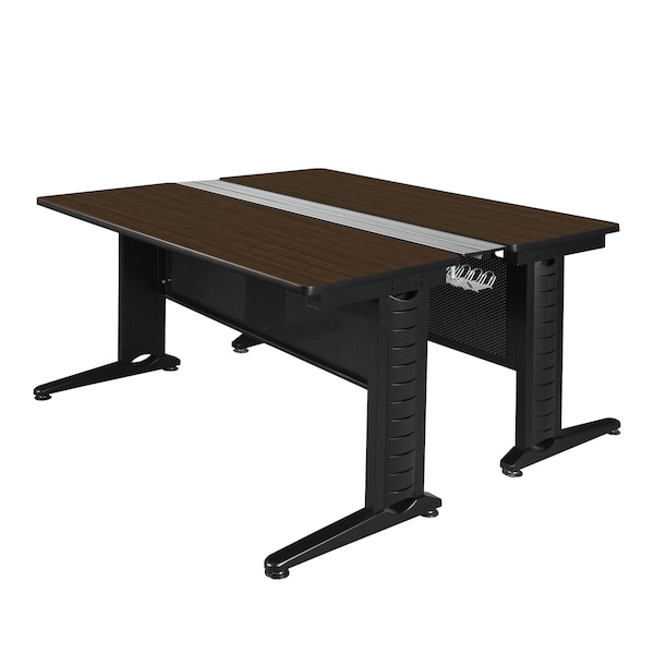 Regency Fusion 2 Person Bench Workstation, 66 in W X Wood, Metal, Neo Walnut - MFB6658NW