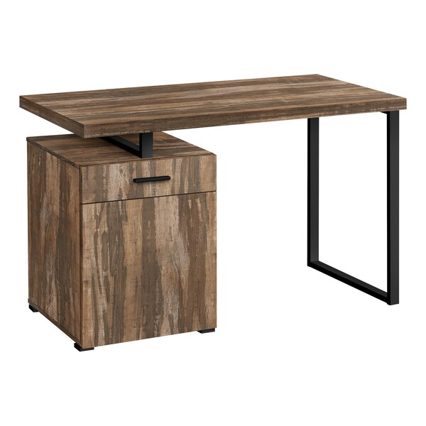 Monarch Specialties Computer Desk, Home Office, Laptop, Left, Right Set-up, Storage Drawers, 48"L, Work, Metal, Brown - I 7765