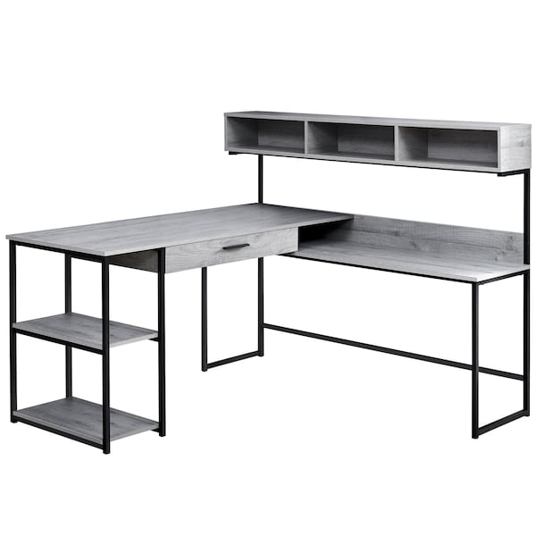 Monarch Specialties Computer Desk, Home Office, Corner, Storage Drawers, L Shape, Work, Laptop, Metal, Grey, Black - I 7160