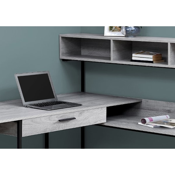 Monarch Specialties Computer Desk, Home Office, Corner, Storage Drawers, L Shape, Work, Laptop, Metal, Grey, Black - I 7160