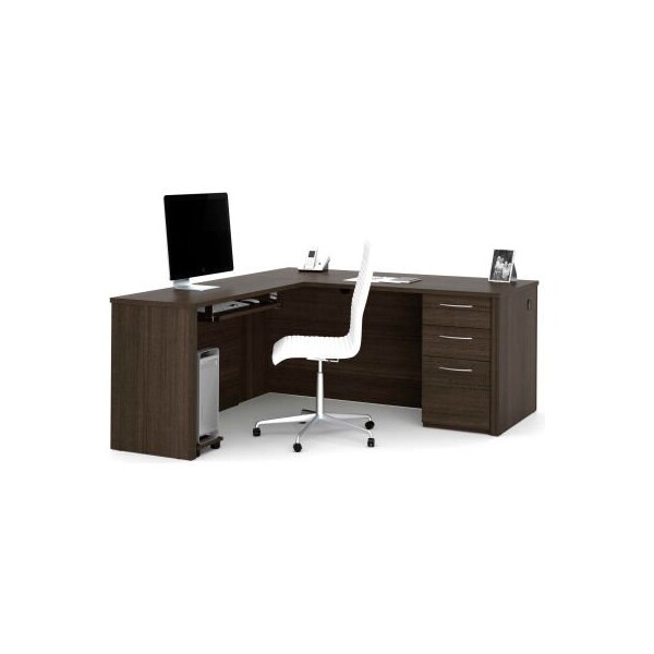 Bestar Bestar L-Shaped Desk W/ Keyboard Shelf - 66 - Dark Chocolate - Embassy Series - 60852-79