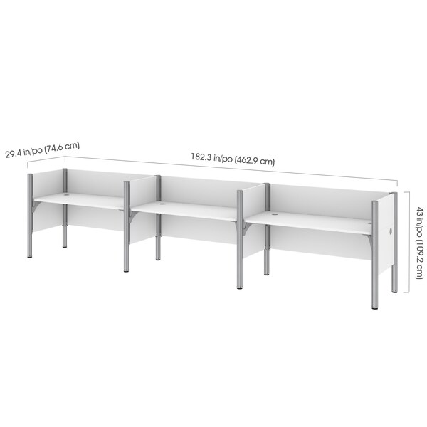 Bestar Bestar Pro-Biz 183W 3-Person Office Cubicles with Low Privacy Panels in white - 100872C-17