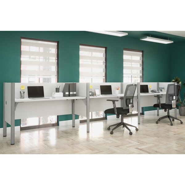 Bestar Bestar Pro-Biz 183W 3-Person Office Cubicles with Low Privacy Panels in white - 100872C-17