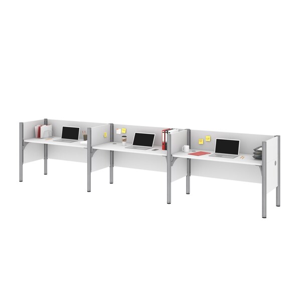 Bestar Bestar Pro-Biz 183W 3-Person Office Cubicles with Low Privacy Panels in white - 100872C-17
