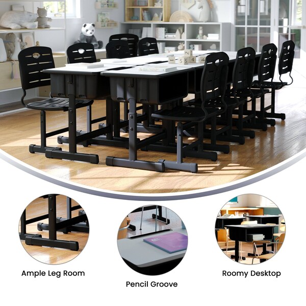 Flash Furniture Student Desk Open Front Student Desk, Gray, 17-3/4" D X 28-1/4" to 31-1/2" H, 23.5" W X Grey - YU-YCY-046-GG