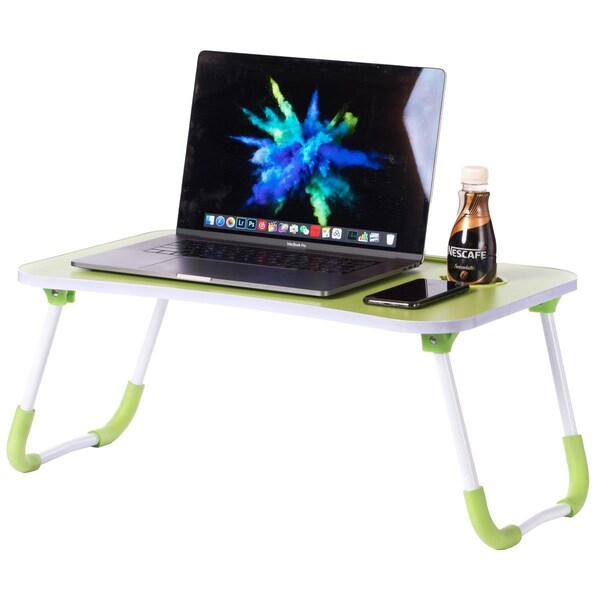 Basicwise 10.75 x 15.5 x 23.5 in. Bed Tray Laptop Foldable Kids Lap Desk Homework Table, Green - BA435571
