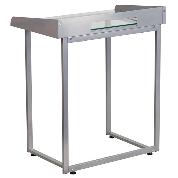 Flash Furniture Contemporary Desk Tempered Glass Top Desk w/Silver Frame, 18" D X 32.25 H, 27.5 W X Glass, Metal - NAN-YLCD1234-GG