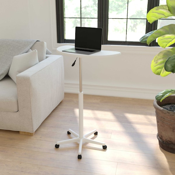 Flash Furniture White Sit to Stand Mobile Laptop Compute - NAN-JN-2792-WH-GG