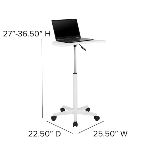 Flash Furniture White Sit to Stand Mobile Laptop Compute - NAN-JN-2792-WH-GG