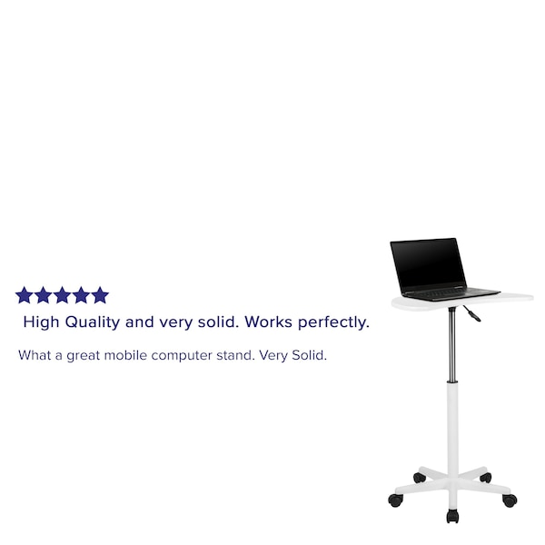 Flash Furniture White Sit to Stand Mobile Laptop Compute - NAN-JN-2792-WH-GG