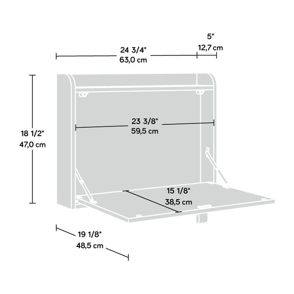 Sauder Wall Mount Desk, 5 in D X 18.5 in H, 24.8 in W X Engineered wood, Metal - 431224