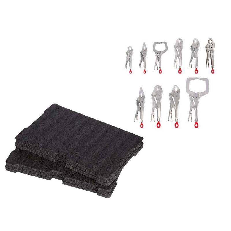 Juego de pinzas bloqueables Milwaukee Torque Lock con inserto de espuma personalizable para caja de herramientas PACKOUT (11 piezas) - 48-22-3690-48-22-8451