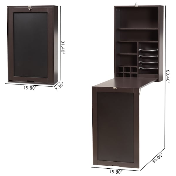 Baxton Studio 60.4 H, 36 W X mdf with nc paint, Dark Brown - 209-12394