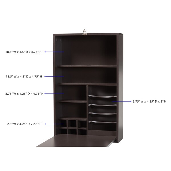 Baxton Studio 60.4 H, 36 W X mdf with nc paint, Dark Brown - 209-12394