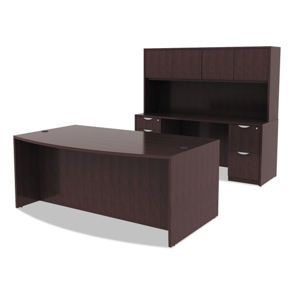 Alera Bow Front Desk Desk, Bow Front, 71x41.25", Espresso, 41-3/8" D X 29-1/2" H, 71" W X Espresso - VA227236ES