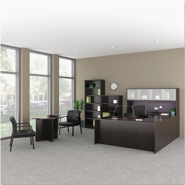 Alera Bow Front Desk Desk, Bow Front, 71x41.25", Espresso, 41-3/8" D X 29-1/2" H, 71" W X Espresso - VA227236ES