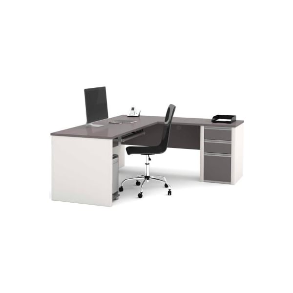 Bestar Bestar L Desk W/ Pedestal - 71 - Slate & Sandstone - Connexion Series - 93880-1459