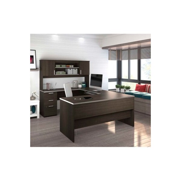 Bestar Bestar U-Shaped Desk - Dark Chocolate - Ridgeley Series - 52414-79