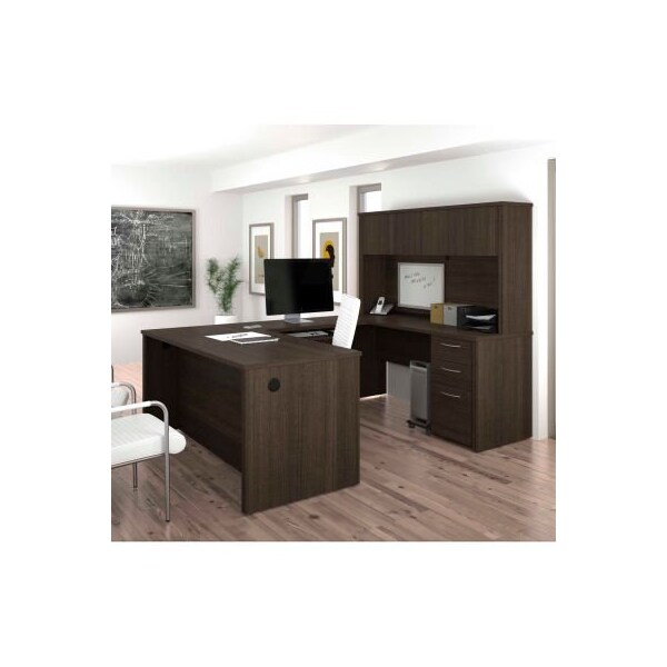 Bestar Bestar U-Shaped Desk - 66" - Dark Chocolate - Embassy Series - 60857-79