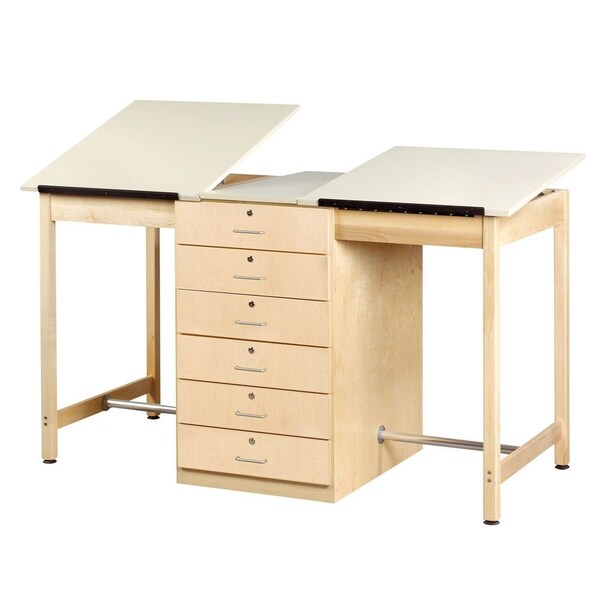 Diversified Spaces Two-Station Drawing Table TWO STATION DRFTNG/ART TABLE, 32-1/2" D X 39-3/4" H, 28" W X Almond - DT-80A