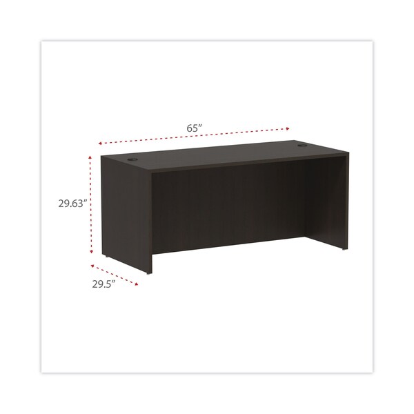 Alera Straight Front Desk Desk Shell, 65x29.5", Espresso, 29-1/2" D X 29-1/2" H, 65" W X Espresso - VA216630ES