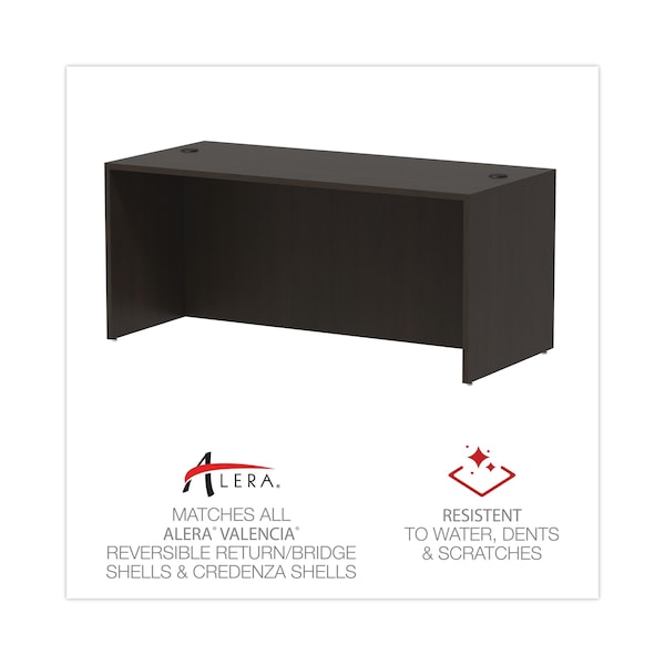 Alera Straight Front Desk Desk Shell, 65x29.5", Espresso, 29-1/2" D X 29-1/2" H, 65" W X Espresso - VA216630ES