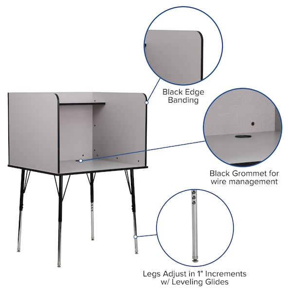 Flash Furniture 53.5 H, 35.75 W X Laminate, Melamine, Steel, Nebula Grey - MT-M6221-SGLSC-GREY-GG