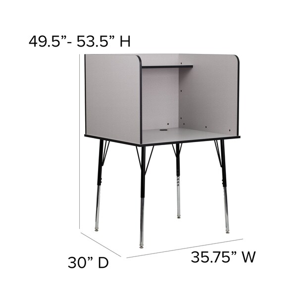 Flash Furniture 53.5 H, 35.75 W X Laminate, Melamine, Steel, Nebula Grey - MT-M6221-SGLSC-GREY-GG