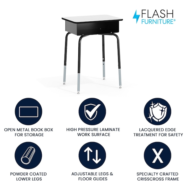 Flash Furniture 31.25 H, 24 W X Laminate, Steel, Gray - 5-FD-DESK-GY-GG